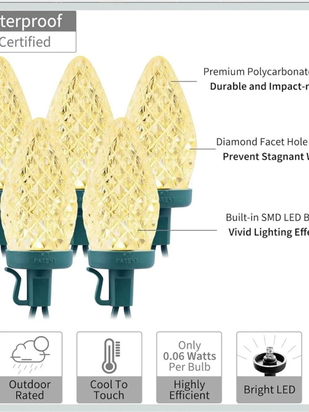 Brightown 100 C9 Christmas String Lights - Warm White